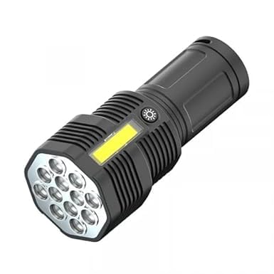 Sellerfoster 12 Led Multi Function Torch Flashlight Long Distance Beam Range Flash 4 Modes Torch with Insulation Protection Camping Searchlight COB Light Camping Hiking Indoor Outdoor Pocket Sized