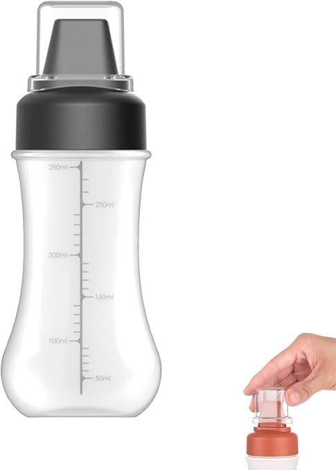 Sellerfoster 5 Hole Squeeze Sauce Bottle (280ML) ? Multi-Nozzle Dispensing Bottle for Ketchup, Mayo, Chocolate Syrup & Dressings