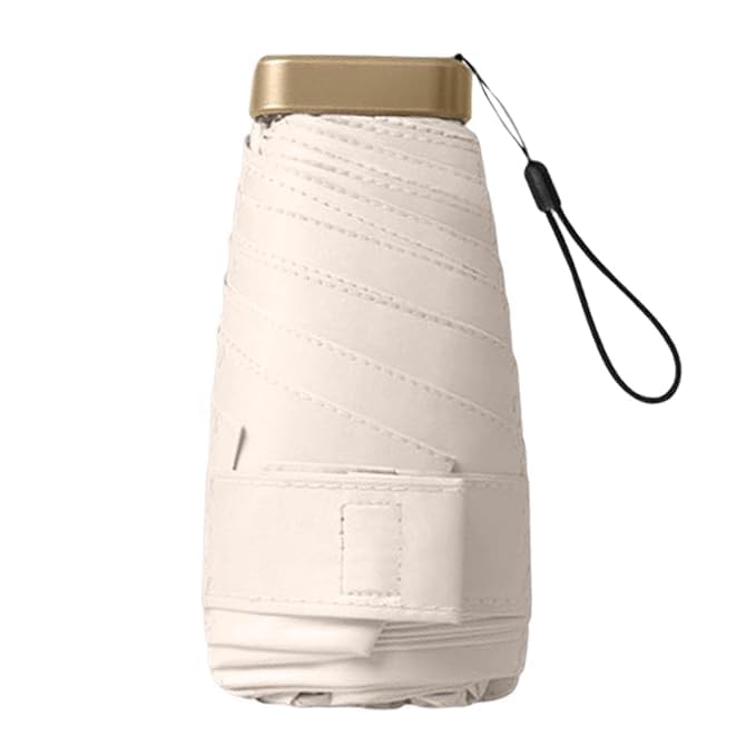 Sellerfoster Mini Capsule Umbrella Portable Pocket 5 Folding Umbrella Girls Plain Color Sunscreen Umbrellas With Case (multicolor)