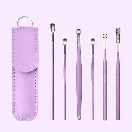 Sellerfoster 6 Pc Ear Cleaning Tools Set ? Stainless Steel Ear Pick Kit for Safe Earwax Removal | Reusable, Durable & Easy Grip Design