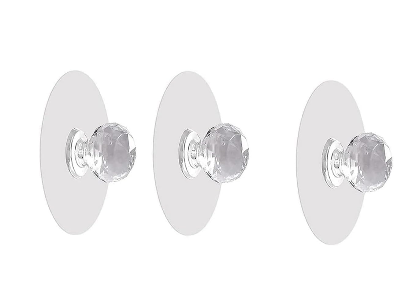 Sellerfoster 10 Pcs Diamond Suction Hooks ? Transparent Strong Hold Wall Suction Hooks for Bathroom, Kitchen & Home | Reusable, Waterproof & Easy Install