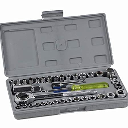 Sellerfoster 40-Piece Socket Tool Kit with Ratchet & Accessories ? Complete SAE & Metric Socket Wrench Set