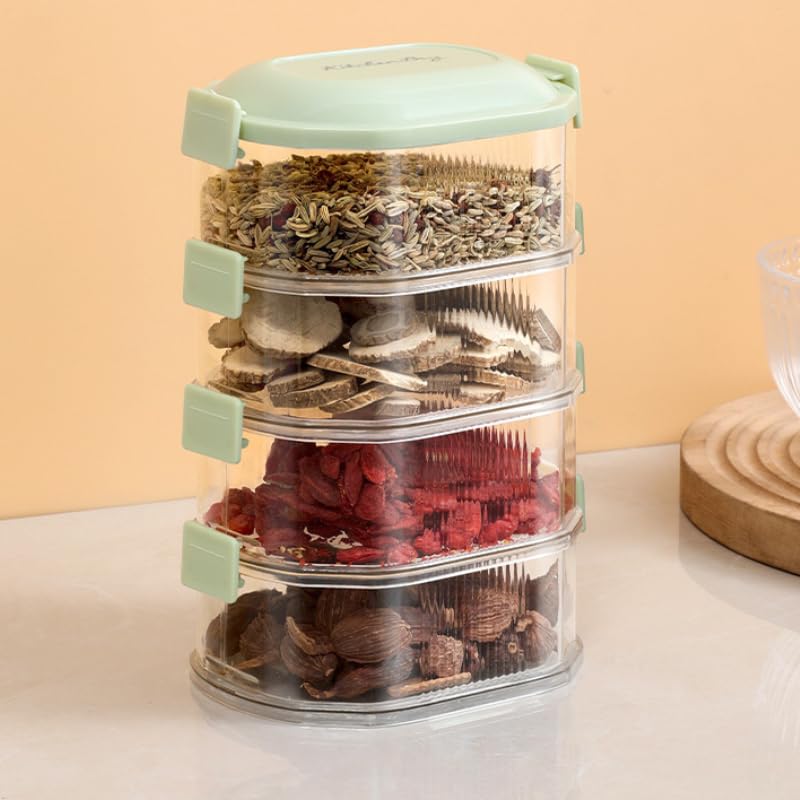 Sellerfoster Storage Box For Kitchen, Spice Container and Seasoning Box - Multipurpose Leak Proof And Reusable Food Storage Box For Nuts, Grain And Dry Food, Kitchen Organizers (Set of 4)