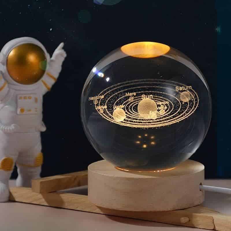 Sellerfoster 3D Galaxy Crystal Ball Night Lamp,Solar System, USB Table Colorful LED Wooden Crystal Ball for Home Decoration Birthday Gift for Teens Boys and Girls. (Galaxy Ball lamp)