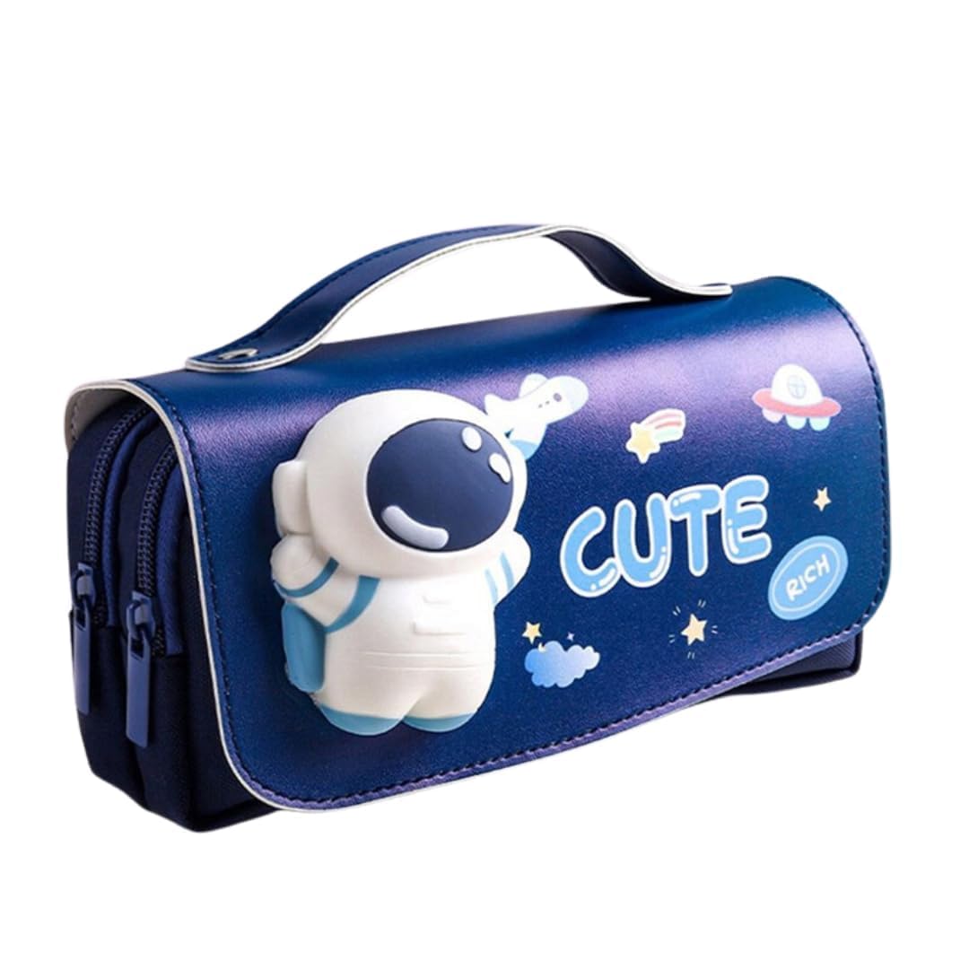 Sellerfoster Ethylene Vinyl Acetate (Eva), Multicolor Cartoon Printed Pencil Pouch For Kids / 3D Squishy Cartoon, Large Capacity Pencil Pouch - 1 Pcs (3D Astronaut Pencil Case)