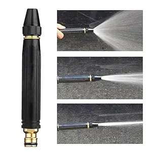 Sellerfoster Water Spray Gun for Car Wash Bike Washing Gun for 1/2" Hose Pipe High Pressure Water Gun Nozzle Adjustable Car Washer Gun Brass Jet Water Spray Nozzle for Garden & Window (BLACK NOZZLE)