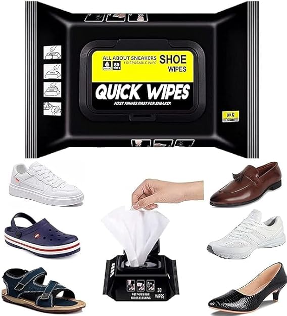 Sellerfoster 80 Pcs Shoe Cleaning Wipes ? Portable Sneaker & Footwear Care Pack