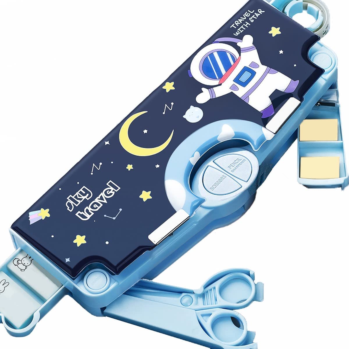 Multi-Functional Pencil Box For Kids, Space Boys, Kids Boys & Girls, Magnetic Boys, Space Theme Gifts Kids Accessories. (Astronaut, Plastic, Blue)