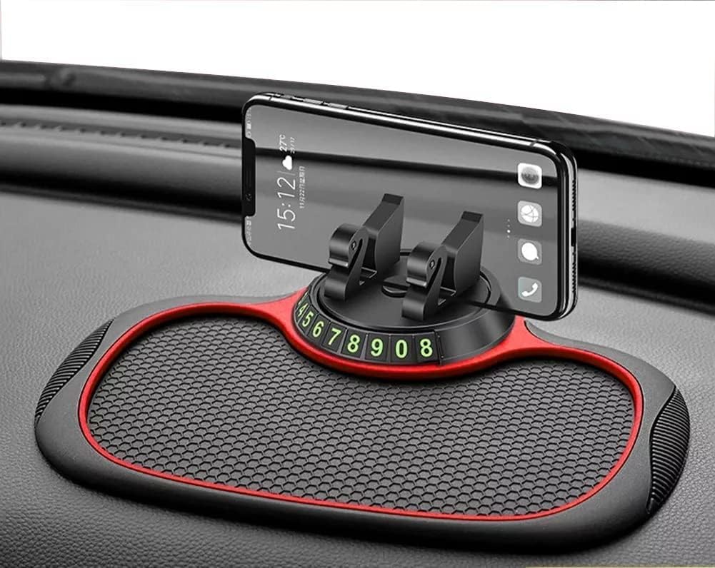 Sellerfoster New Car Dashboard Matt Non Slip Anti Skid PVC Pad Mat with 360 Degree Rotating Phone Holder Stand Mount Rubber Mat for Idol, Coins Keys, for All Universal Cars