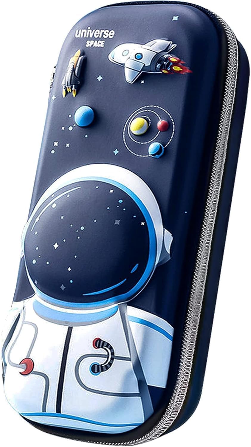 Sellerfoster 3D Cover Eva Space Astronaut Theme Pencil Case Large Capacity Pencil Pouch Bag Compass School Pouch Organizer For Students Kids Stylish Pen Holder Pouch Stationery Box - Canvas, Multicolor