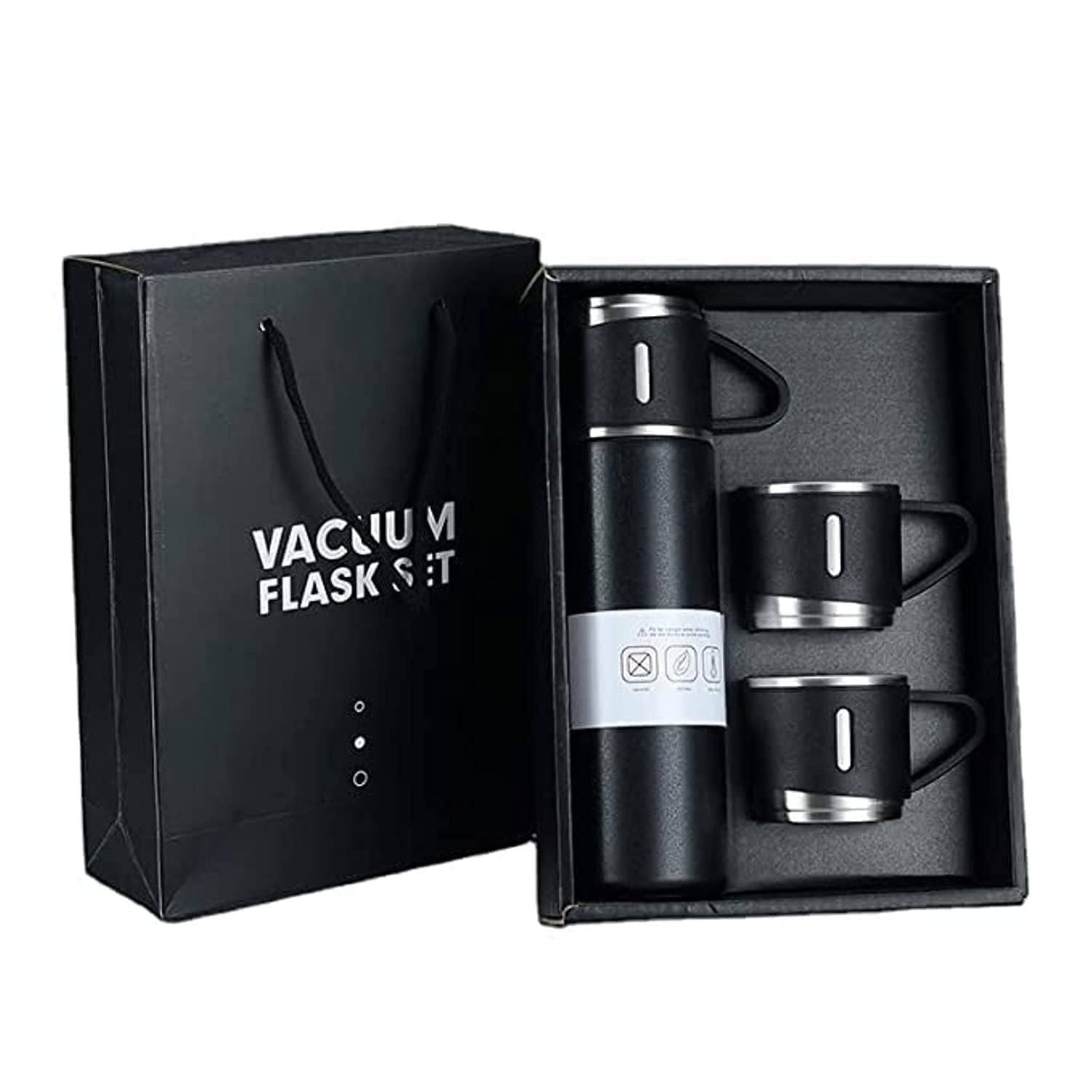 Sellerfoster Vacuum Flask Set with 2 Cups, Insulated Double Wall Stainless Steel 500ml Tea Coffee Thermal Flask with 2 Cups, Hot and Cold Bottle, Corporate Gifts for Employees Christmas Gift