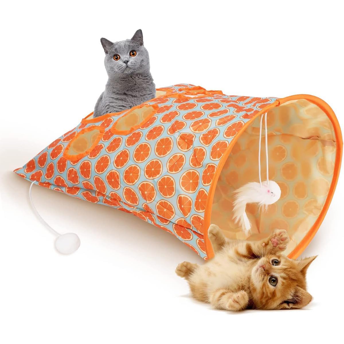 Sellerfoster Cat Toys Cat Tunnel, Pet Tube Collapsible Play Toy Indoor Outdoor Kitty Puppy Toys Cat Hiding Toy (1 Way)