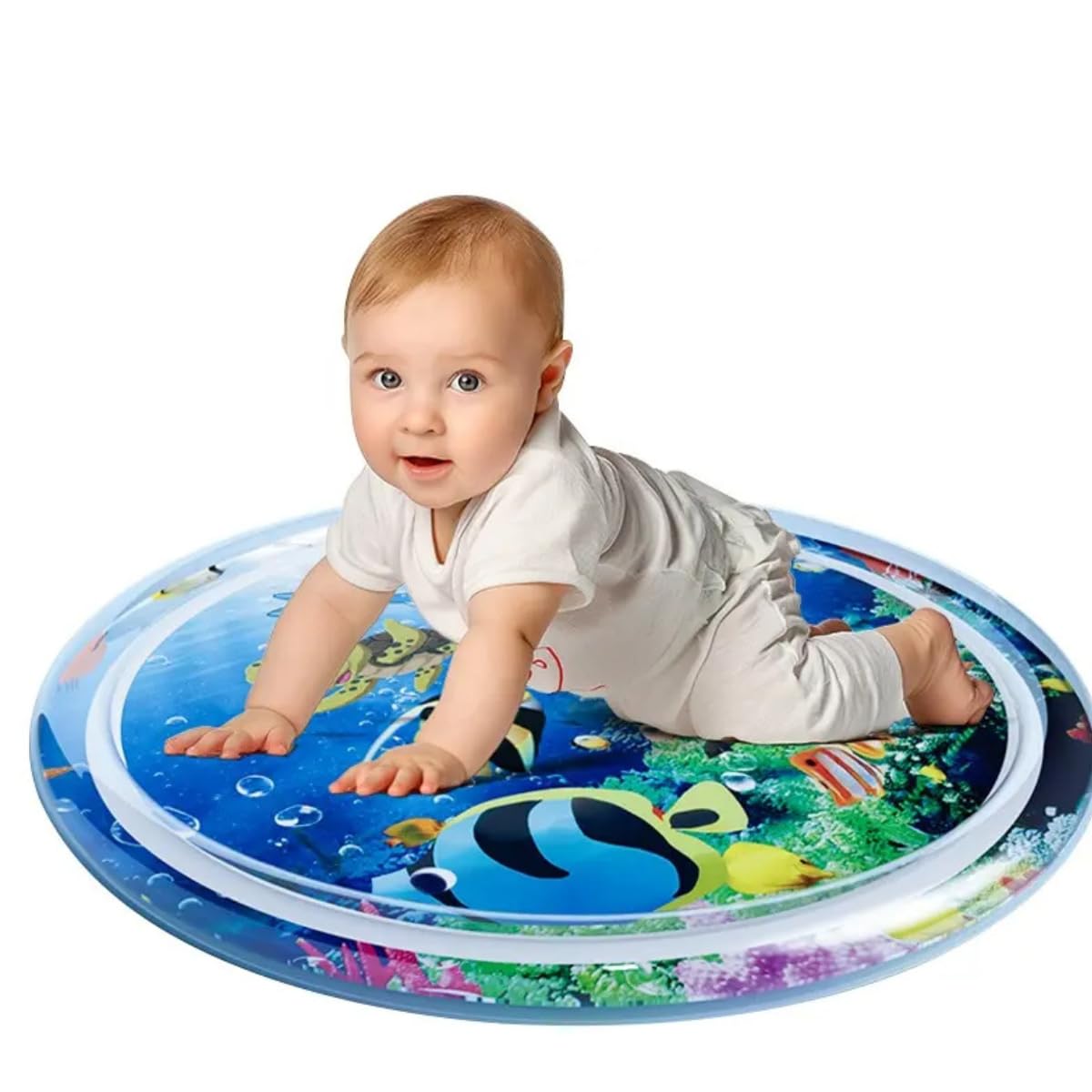 Sellerfoster Round Baby Water Play Mat ? Inflatable Tummy Time Activity Mat for Infants | Leakproof, Soft & Sensory Development Toy