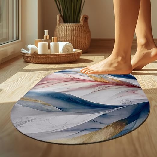 Sellerfoster Water Absorbing Oval Door Mat | Quick Dry Non-Slip Floor Mat for Home Entrance, Bathroom & Kitchen