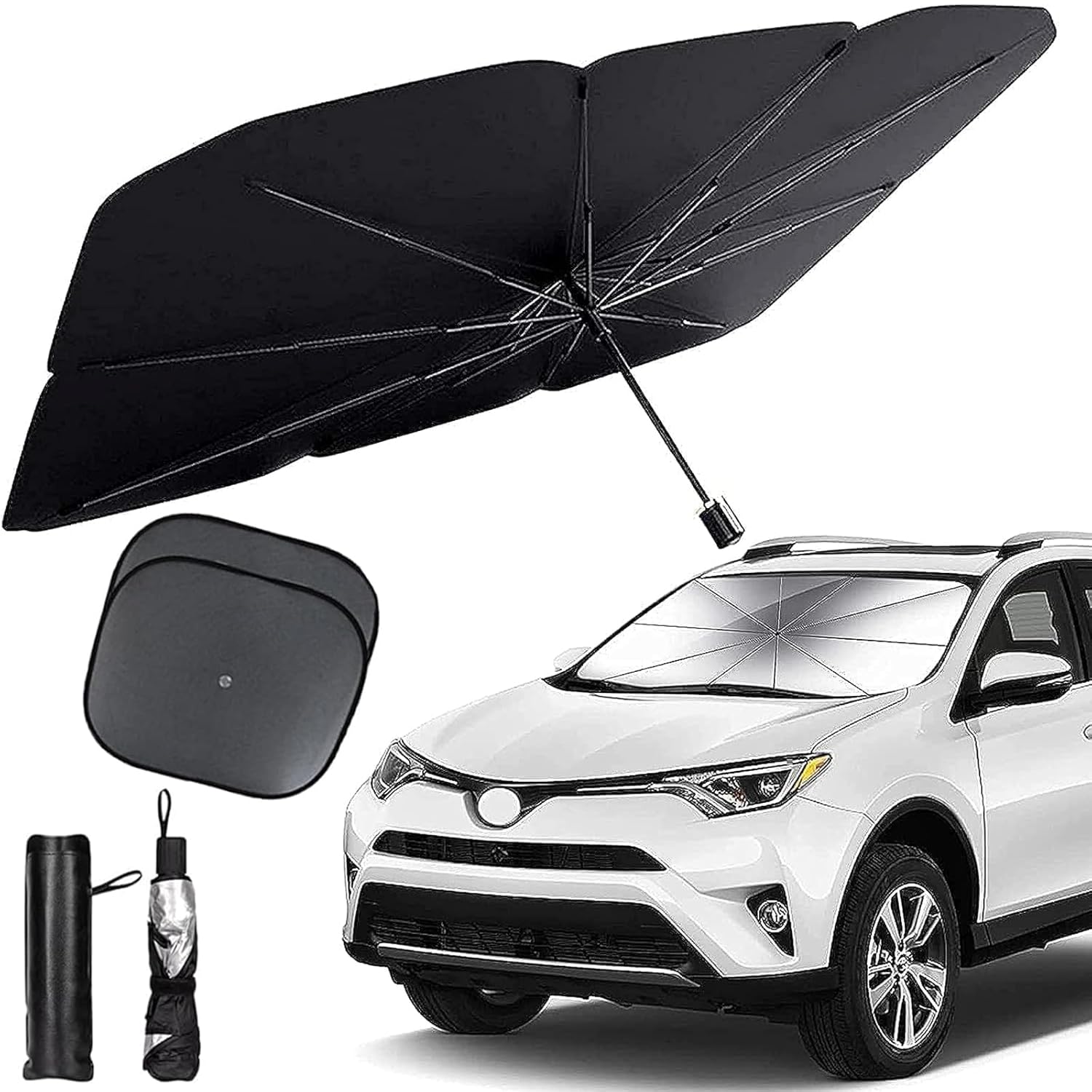 Sellerfoster Car Sun Shade Protector, Foldable Windshield Insulation Car Sun Shade for UV Protection Reflective Sunblocker Car Accessories for Pickup, Sedans, Trucks, SUVs, and More (Large Size)