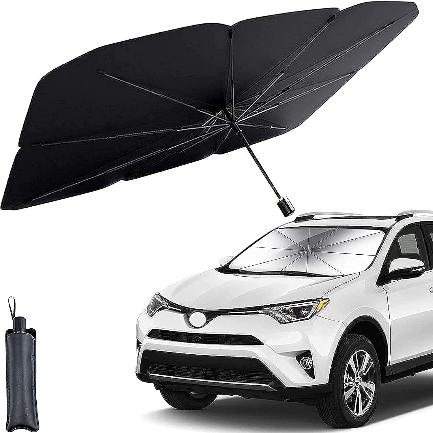Car Sun Shade Windshield Cover, Umbrella Windshield Sun Shade for Car Front Window?Sun Protection & Heat Insulation Foldable Sun Shade?Full Cover Sun Shade for Most Vehicles