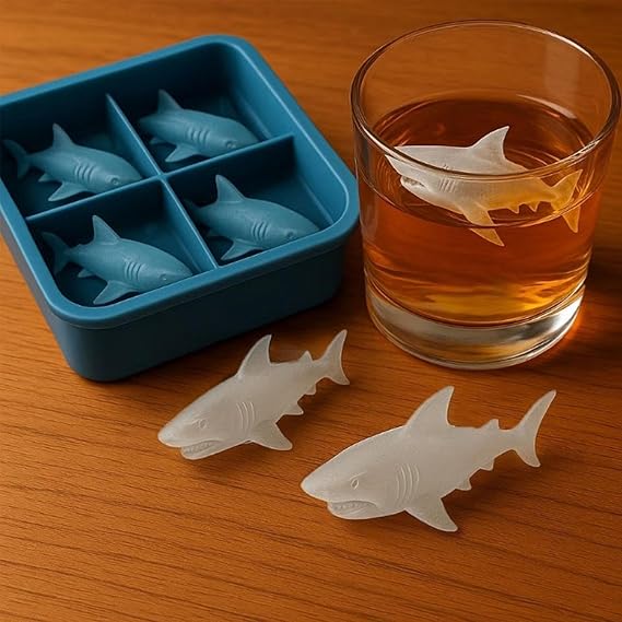 Sellerfoster Shark Silicone Ice Cube Mold | 3D Shark Ice Tray | BPA-Free Flexible Silicone Mold for Ice, Chocolate & Jelly
