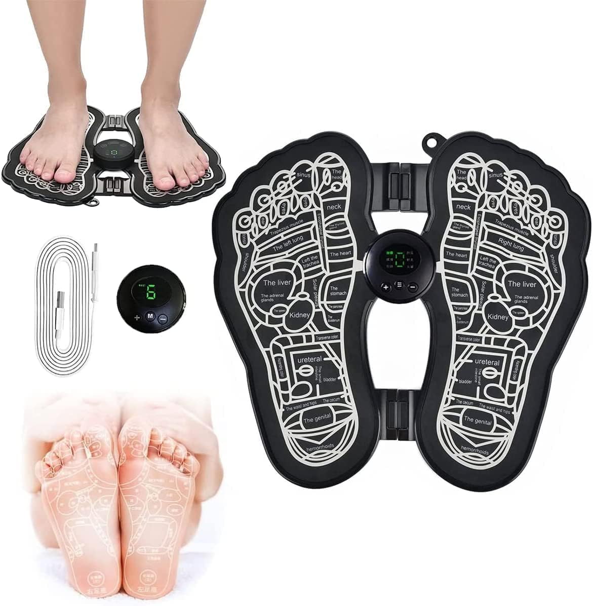 Sellerfoster Foot Massager-Yogimooni Wireless Ems Massage Machine,Rechargeable,Portable,&Foldable Design. 8 Modes,19 Intensity Levels For Ultimate Pain Relief Foot Massager Pain Relief Wireless,New-2024