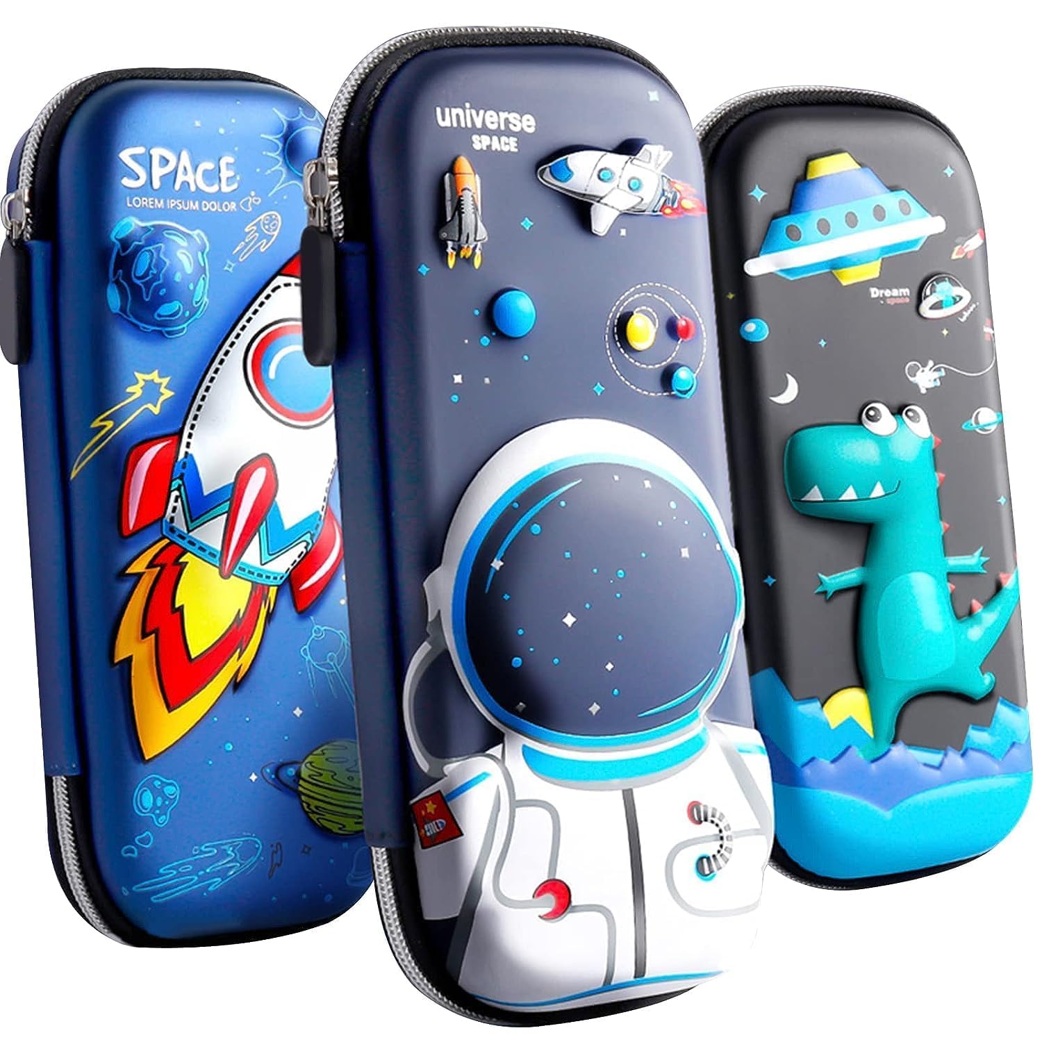Sellerfoster 3D Cover EVA Space Astronaut Theme Pencil Case Large Capacity Pencil Pouch Bag Compass School Pouch Organizer for Students Kids Premium Stylish Pen Holder Pouch Stationery Box (1 Piece)