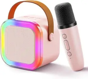 Sellerfoster Karaoke Machine for Kids Adults with Wireless Mics Portable Bluetooth Speaker & Dynamic Lights Birthday Gift for Girls, Boys & Toddlers