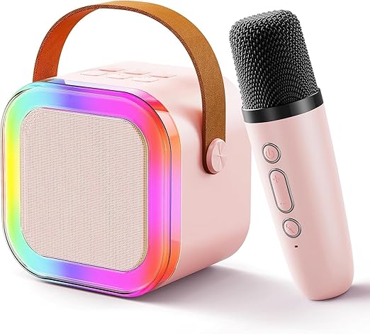 Sellerfoster  Karaoke Machine for Kids Adults with Wireless Mics Portable Bluetooth Speaker & Dynamic Lights Birthday Gift for Girls, Boys & Toddlers