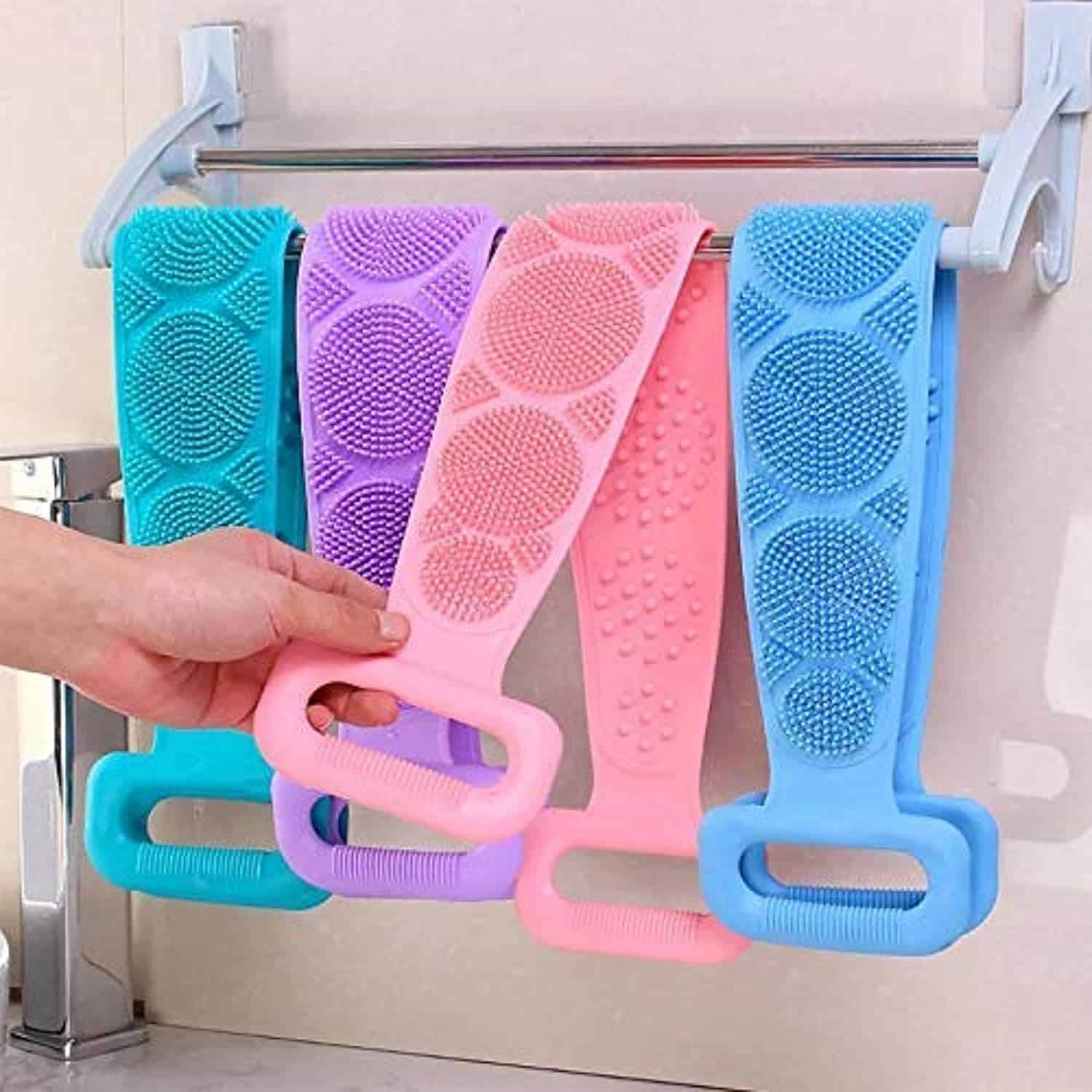 Sellerfoster Silicone Back Scrubber | Long Handle Body Cleaning Brush | Soft & Flexible Bath Scrubber for Shower & Spa Use