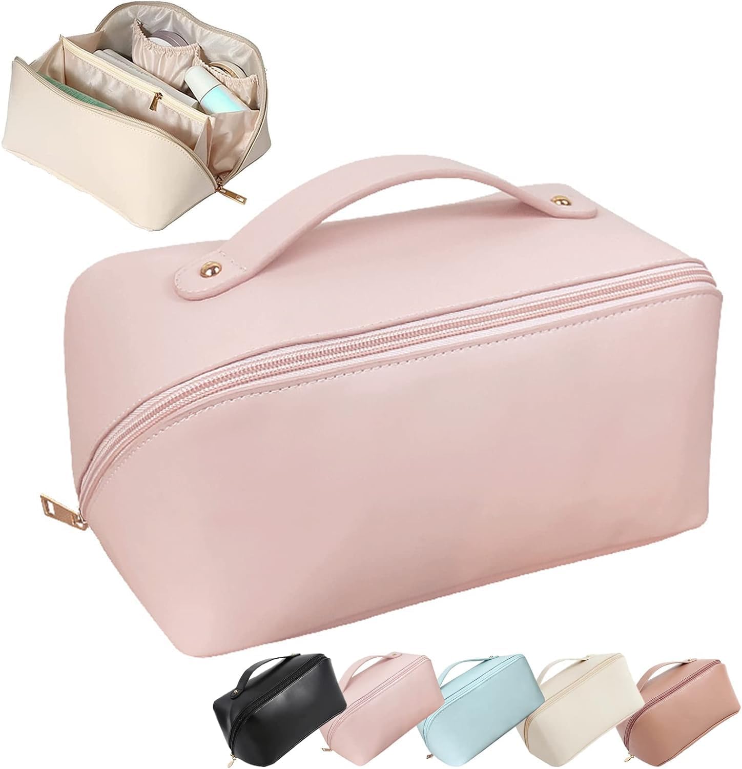 Sellerfoster Large Capacity Travel Cosmetic Bag with Handle and Divider - Multifunctional Makeup Bag for Easy Access, Waterproof 10 Cms